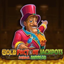 Gold Factory Jackpots Mega Moolah slot visual from Aurum Signature Studios available on basssbet.com