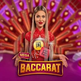 Mega Baccarat slot logo by Pragmatic Play at Bassbet Casino